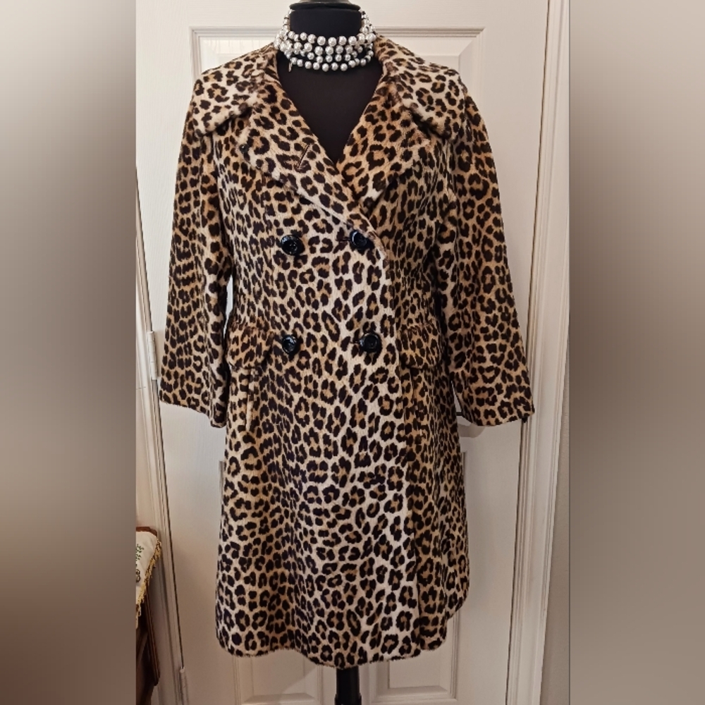 KILIMANJARO JUNIOR-AIRE 1940's Leopard Print Coat Sz S/M
